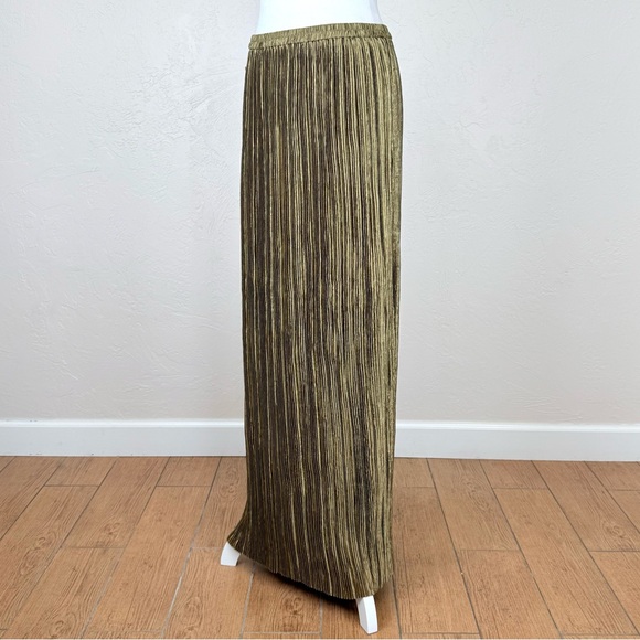 NWT Vintage 1990s Collection Jeanne Marc Bronze Plisse Pleated Maxi Skirt M - Picture 3 of 14